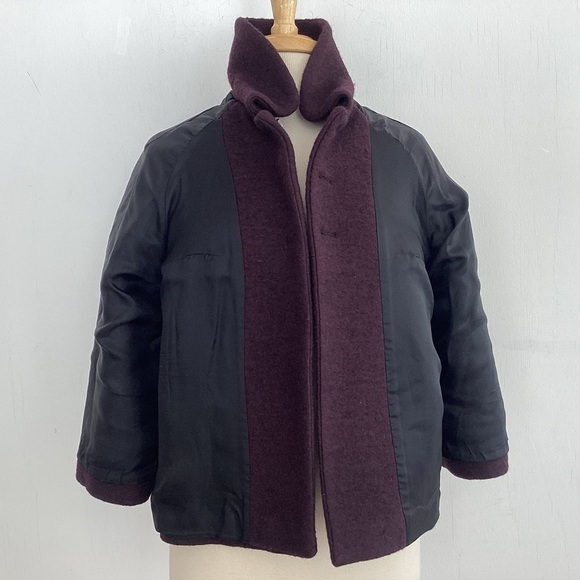 Zara wool blend, lined,cropped, swing peterpan collar 3 button plum jacket Sz XL - Picture 6 of 12